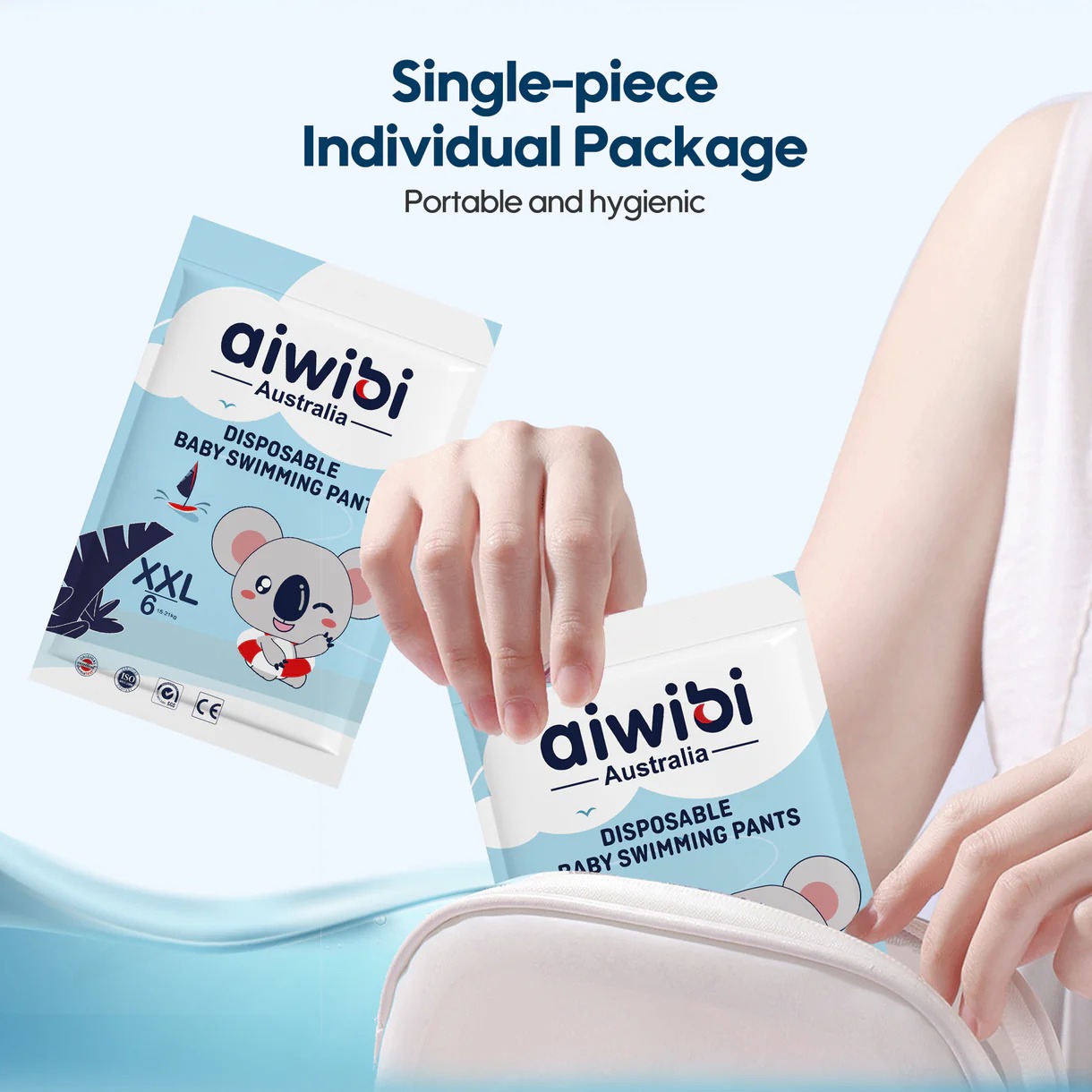 Aiwibi Disposable Baby Swim Diapers | Baby Swim Pants & Swim Nappies | Soft Comfortable Fit | Leak Protection | 2 PC Pack