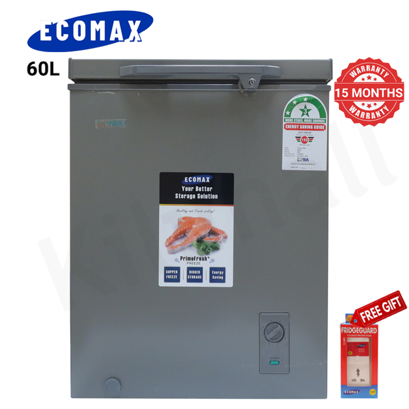 ECOMAX 60L Chest Freezer Portable Refrigerator Single Door Fridge Energy-saving Fast Cooling with Lock and Keys BD-60