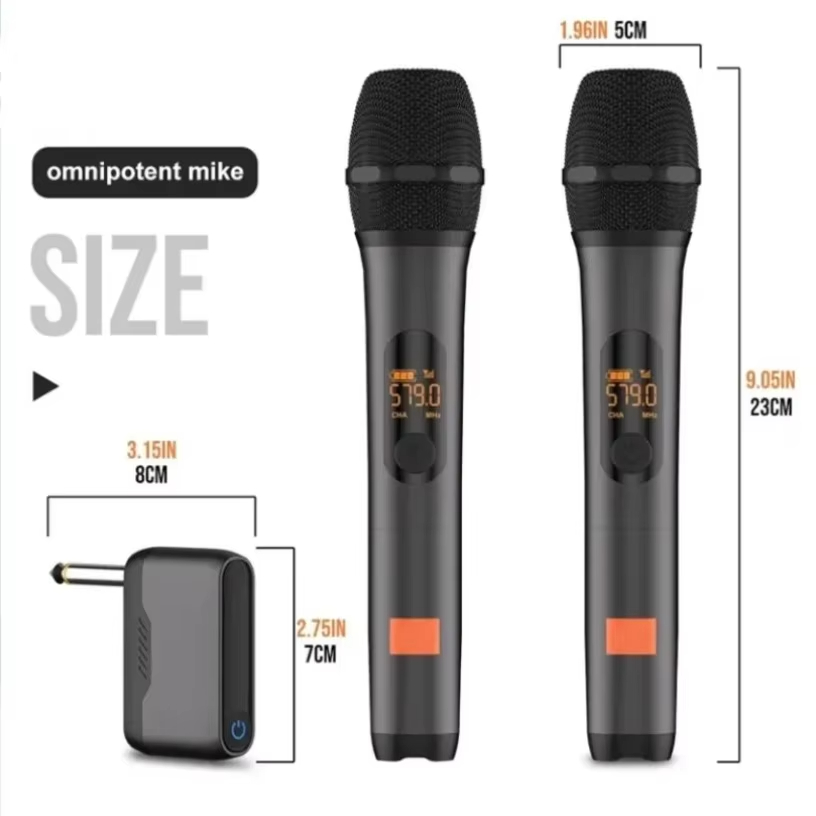 Professional 2 Channel For JBL PartyBox DJ UHF digital Wireless Handheld Microphone System with rechargeable TWO microphone
