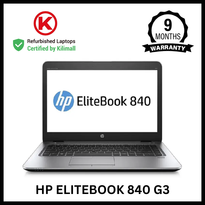CERTIFIED BY KILIMALL HP Elitebook 840 G3 Core i5 6th Gen 8GB RAM 256GB SSD | 14" Full HD Display| Windows 10 Pro | 89% Battery Health | 4+ Hours Youtube| Work Laptop | 9 Months Warranty KiliCertified
