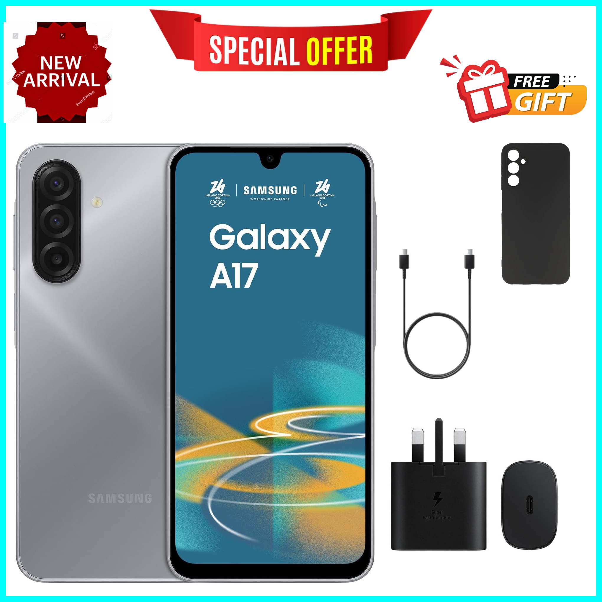 FLASHSALE  DEALS!! Samsung Galaxy A17 256GB+8GB 6.7" Super AMOLED Display  50MP Triple Camera Android 15  5000mAh 25W Type-C Charge AI Smart Phones phone+ ALL THE DISPLAYED GIFTS