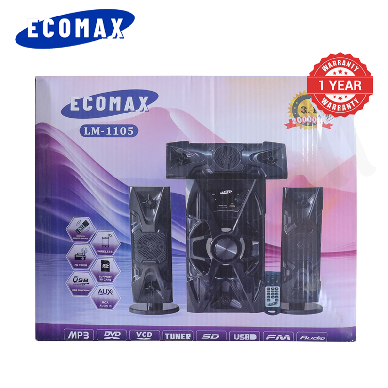 ECOMAX 3.1CH X-Base LM-1105 Woofer HI-FI BT Speaker Systems AC/DC Subwoofer Home Audio System 20000W with Remote Control Bluetooth FM USB SD