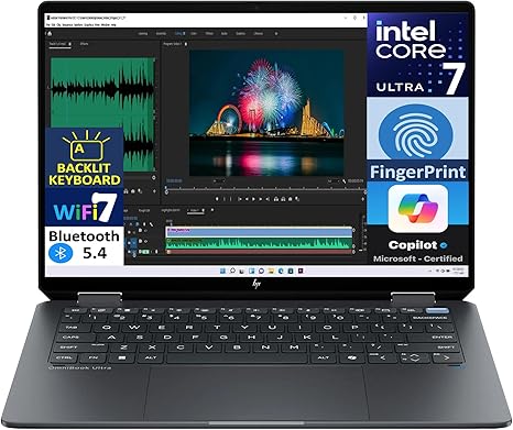 HP OmniBook Ultra Flip 14-FH0013NIA Laptop | Intel Core Ultra 7 256V Processor, 16GB LPDDR5x RAM, 1TB SSD | 14-inch 3K OLED (2880x1800) Touch Display | Intel Arc Graphics | Windows 11 Pro | Atmospheric Blue - Techsavvy Solutions