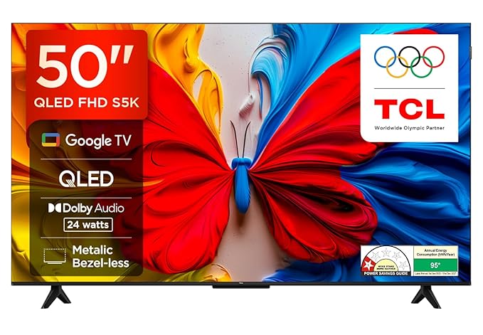 TCL 50" Inch QLED TV, Google Smart Android TV, Wi-Fi, Bluetooth, Netflix, YouTube, Prime Video, Dolby Audio, Digital Decoder + FREE TV GUARD &SWIVEL 360 BRACKET