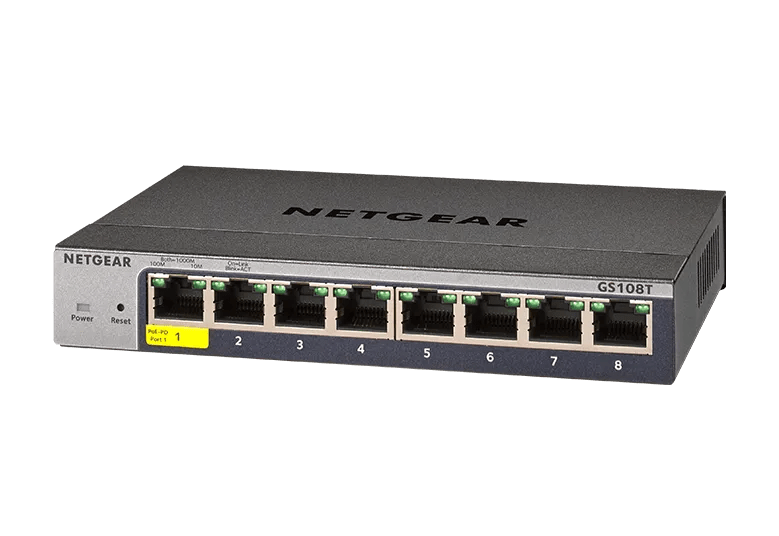 NETGEAR GS108T-300UKS 8-Port Gigabit Ethernet Smart Managed Switch Cloud Management Network Switch