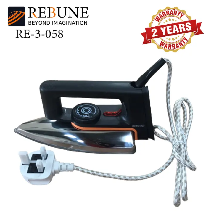 RE 3-058 Rebune dry iron with non stick sole plate grey in color 1200W With 2 years warranty