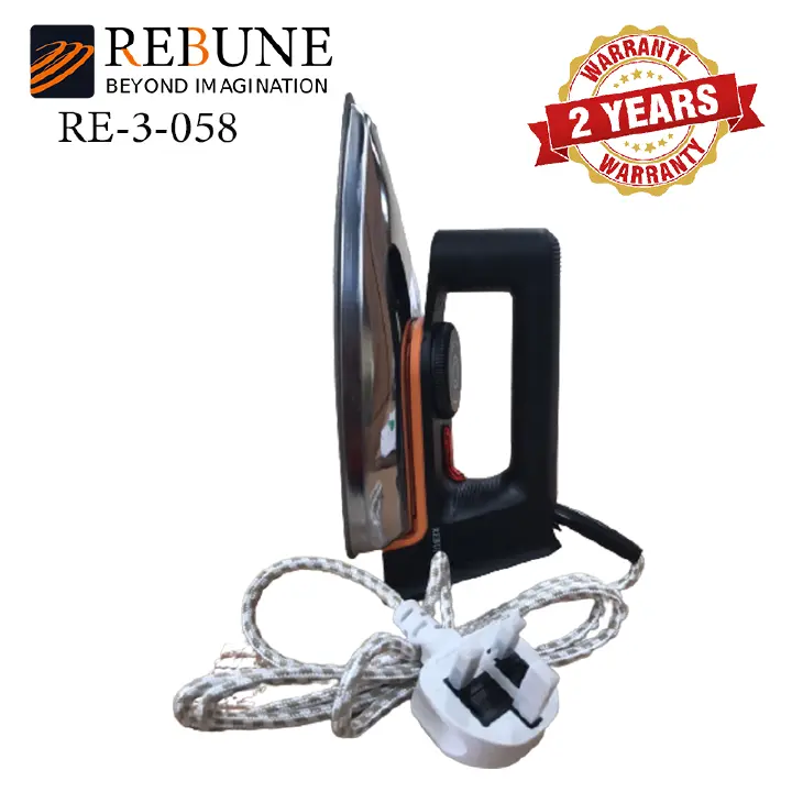 RE 3-058 Rebune dry iron with non stick sole plate grey in color 1200W With 2 years warranty