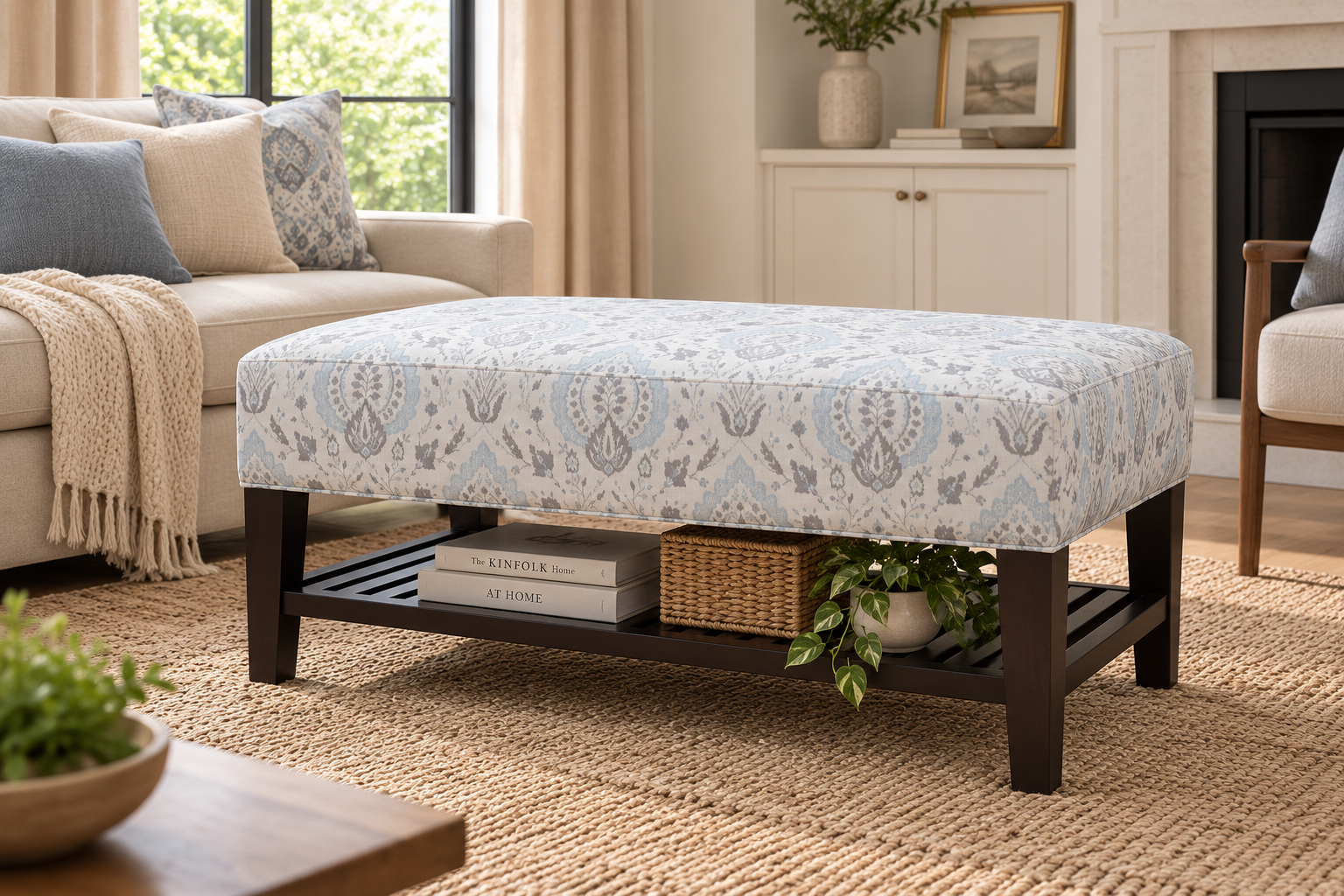Torrent Ottoman with Wooden Frame