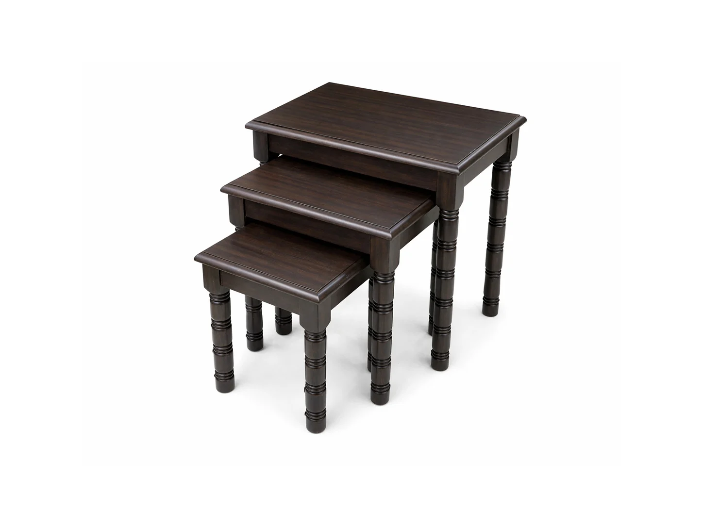 Classic Wooden Nesting Stools – Dark Walnut Finish