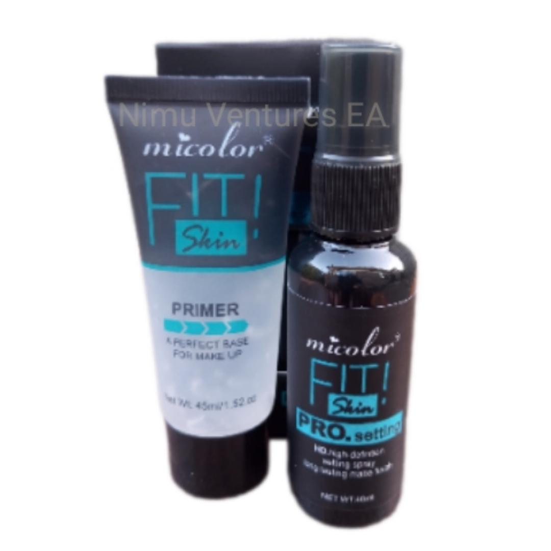 2 In 1 Micolor Fit Skin Primer + Pro. Setting Spray Fixer HD High Definition long lasting Matte finish base for Me Makeup