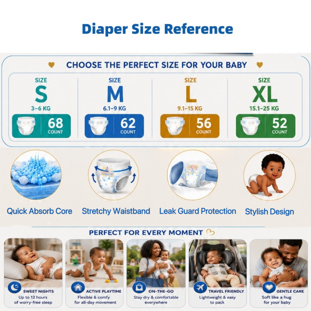 Softcare Baby Pants Pull-ups Diaper High Count Junior, Size M, L,XL Fits Babies 6.1–25KG (Pack of 36/40/44)