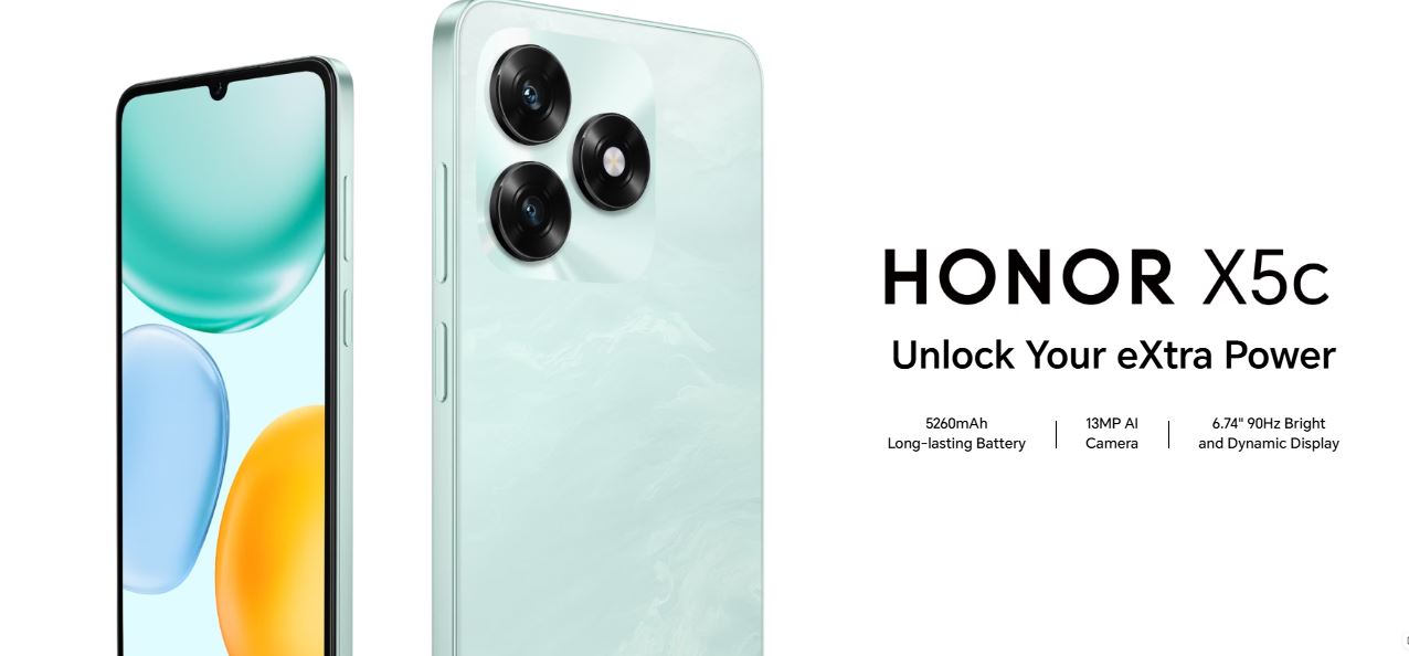 HONOR X5C 6.74" 4GB RAM + 64GB 4G, 90Hz Display, 13MP AI Camera, 5260mAh Battery, MediaTek Helio G81, Dual SIM – Midnight Black