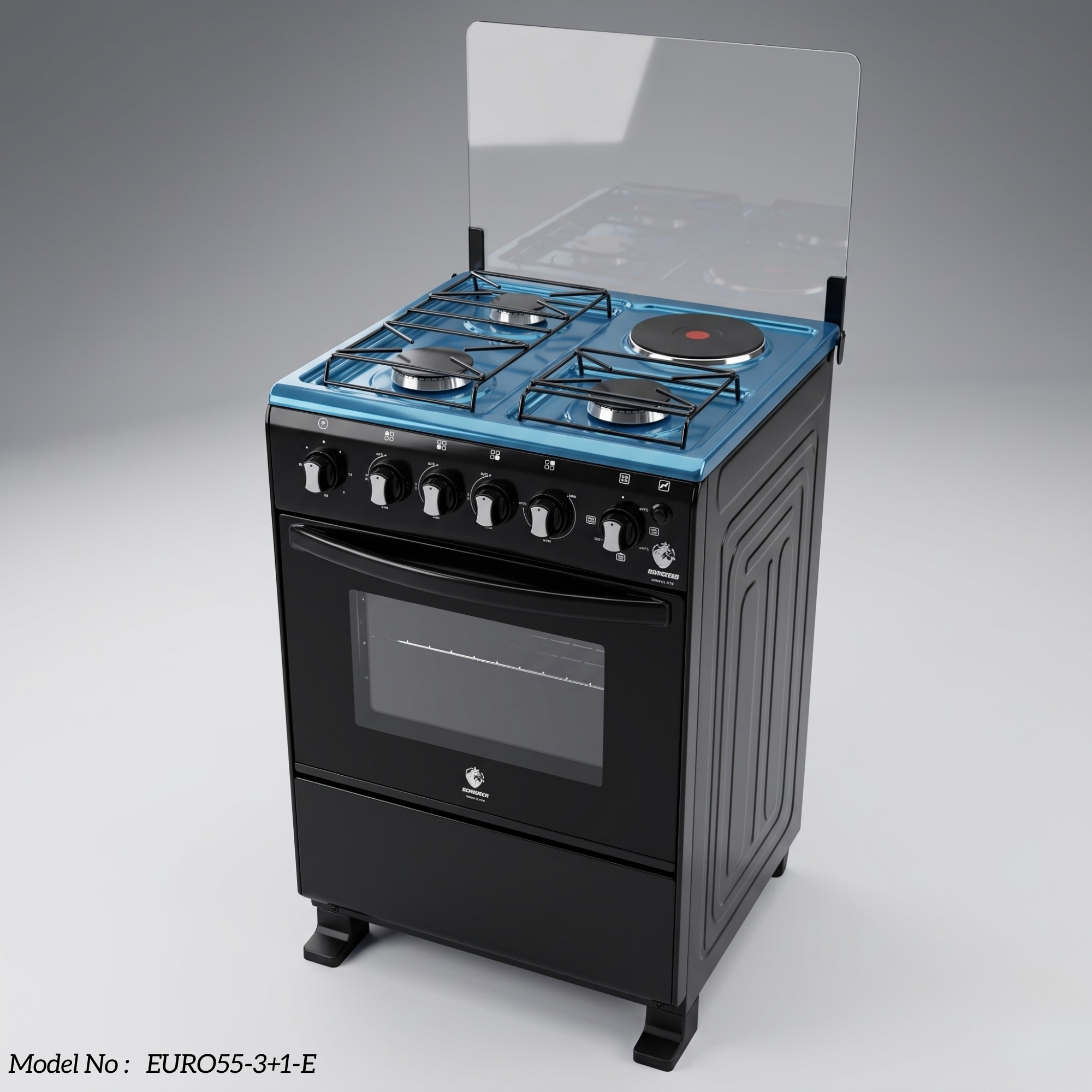 【LIMITED OFFER】 Euroken Euro55-3G1E-E  50L Home Improvement   Free Standing  Gas Cooker 3 GAS +1 Hot plate Kitchen Appliance with electric oven - 50X55CM