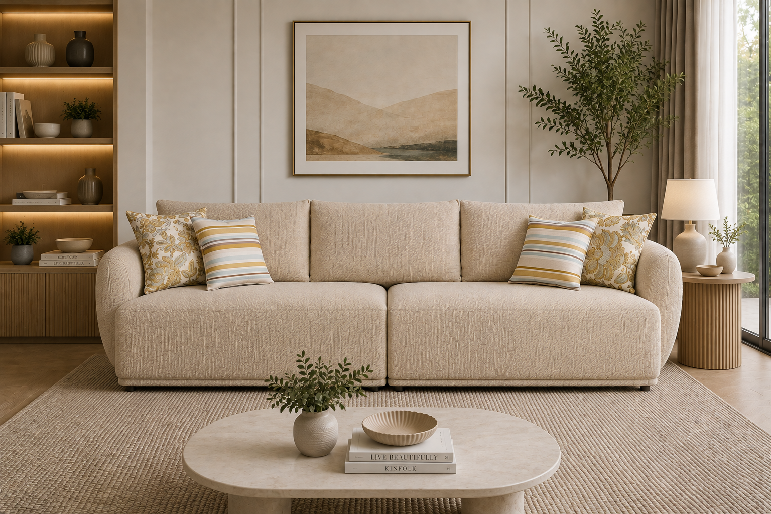 Alto 2 Seater LAF Stationary Sofa – Beige