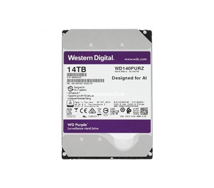 WD Purple Surveillance Hard Drive 14TB, 512MB - WD140PURZ