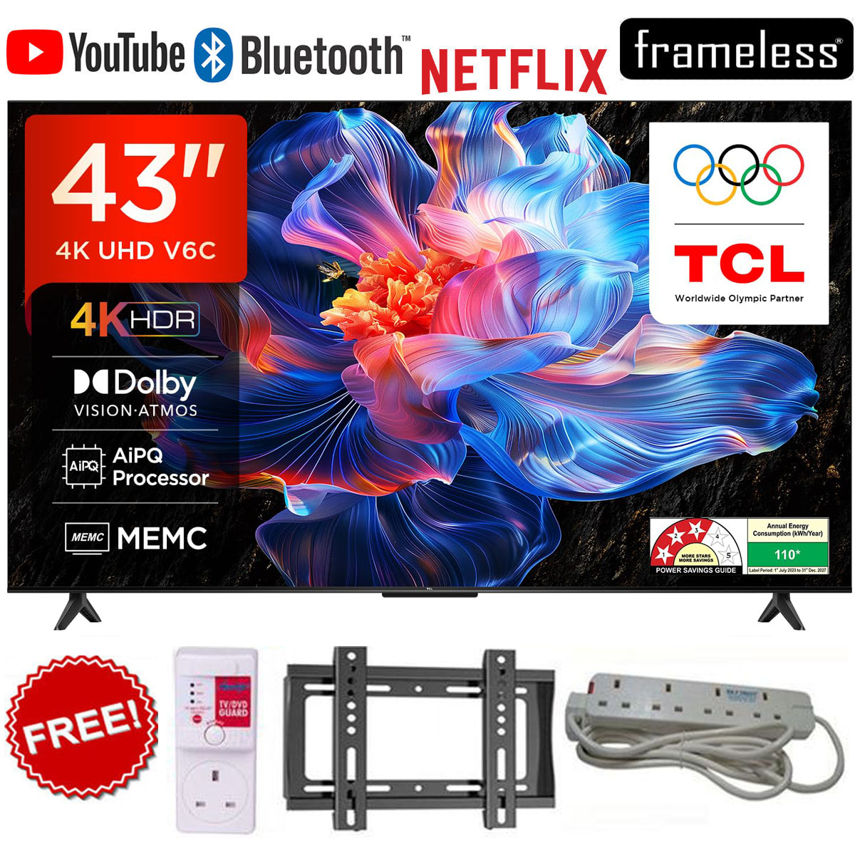 TCL 43" Inch 4K ULTRA HD,Smart GOOGLE TV,NETFLIX,APPSTORE+GIFTS