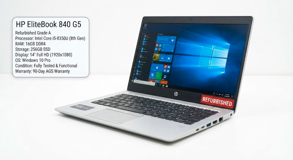 HP EliteBook 840 G5 14" FHD Laptop | Intel Core i5-8350U | 8GB RAM | 256GB SSD | Windows 11 Pro Upgradeable | AGS LLC